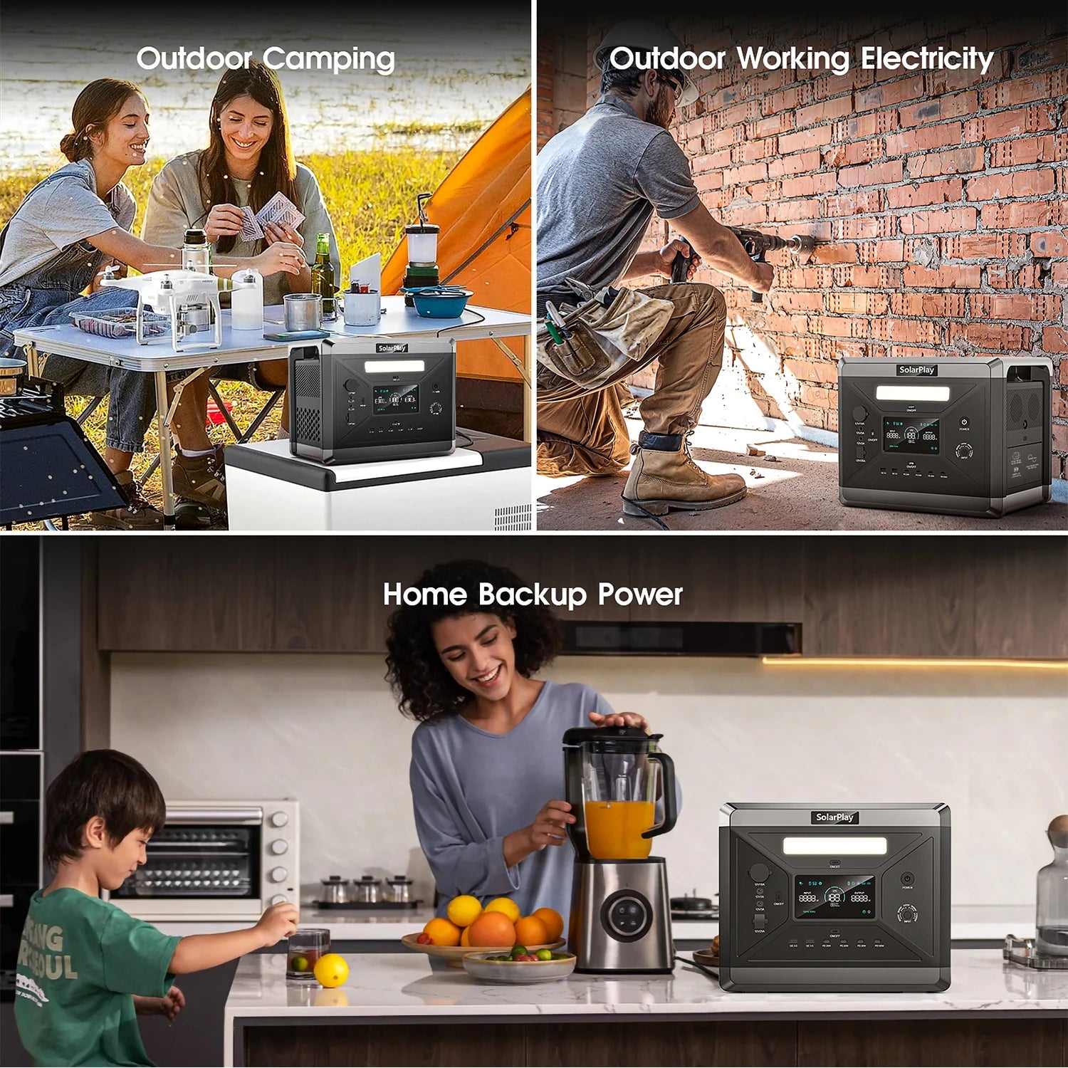 2160Wh Portable LiFePO4 Power Station 2400W Solar Generator